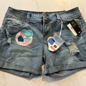 YMI Women's Distressed Light Blue Jean Shorts